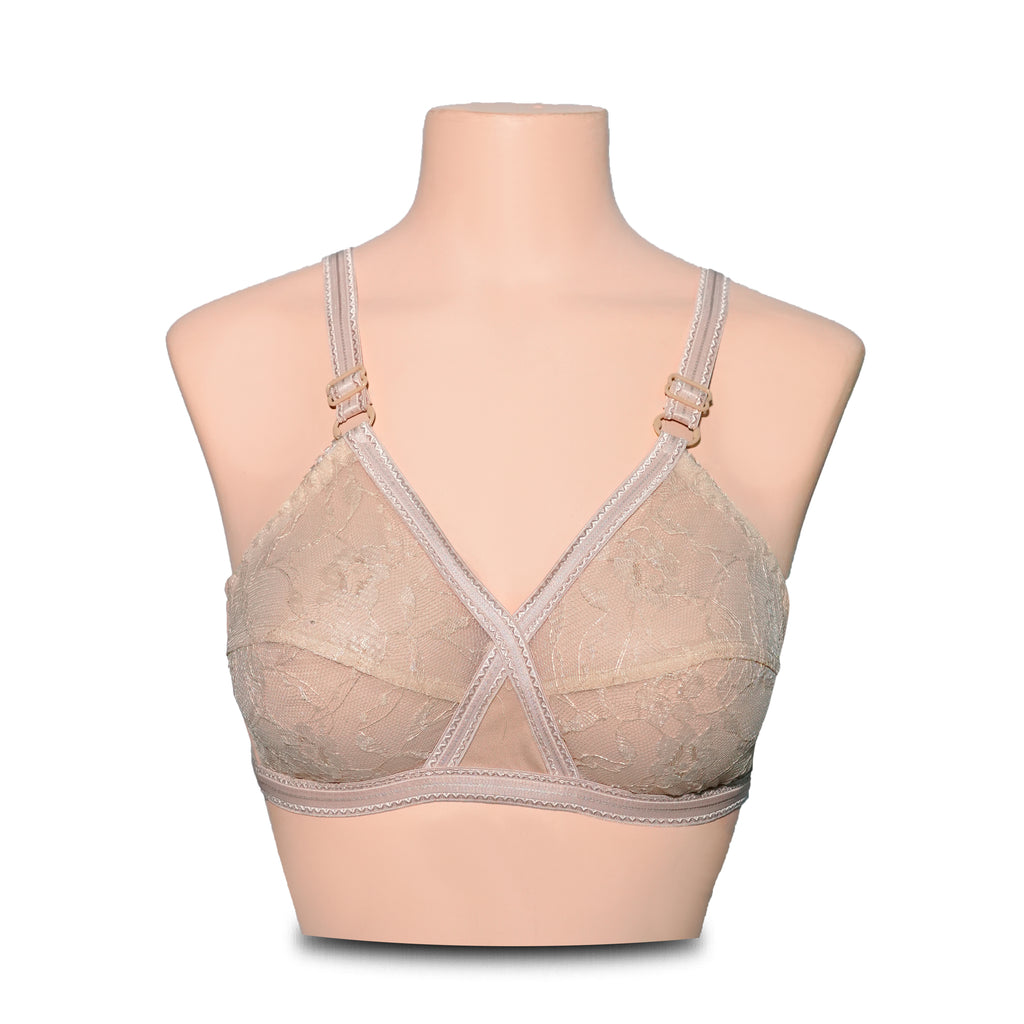 Pack of 2 Net Embroidered Non-Padded & Non-Wired Full Net Transparent Bras