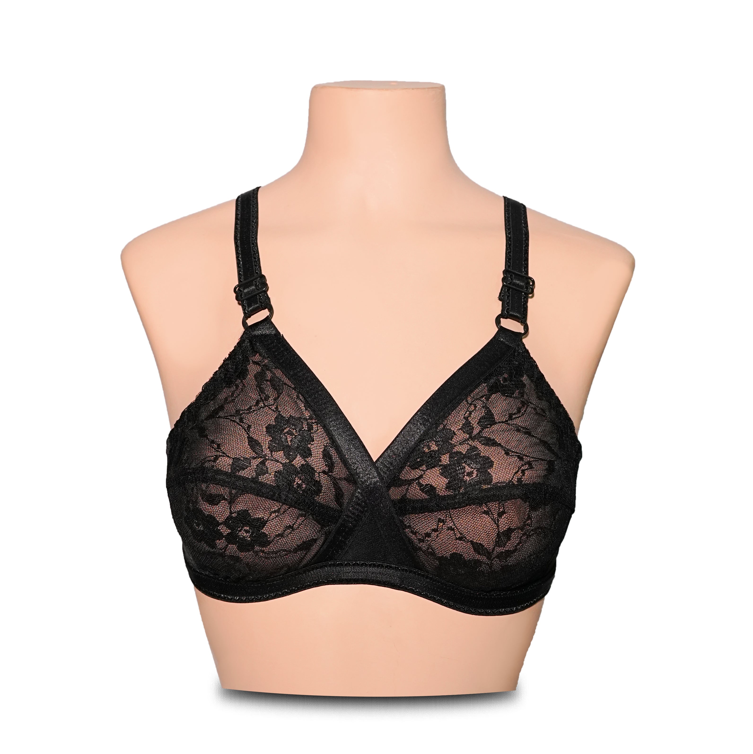 Pack of 2 Net Embroidered Non-Padded & Non-Wired Full Net Transparent Bras