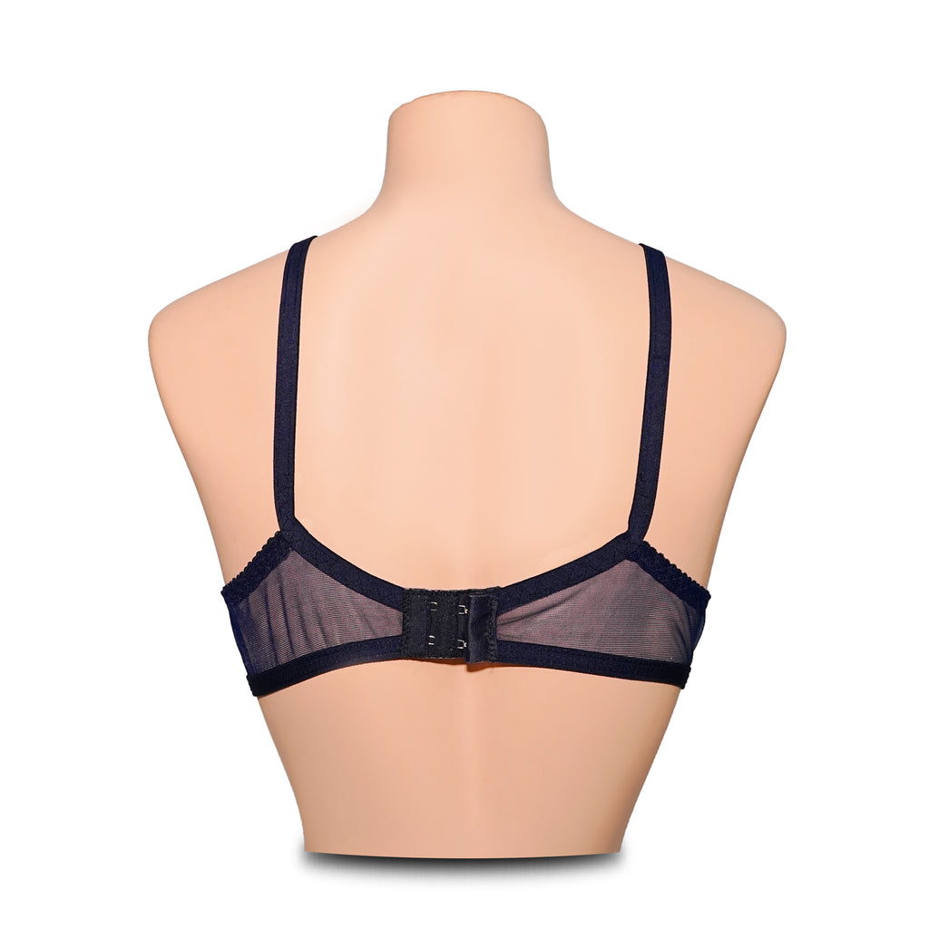 Pack of 4 Non-Padded & Non-Wired Full Net Transparent  Bras - 4 Colors