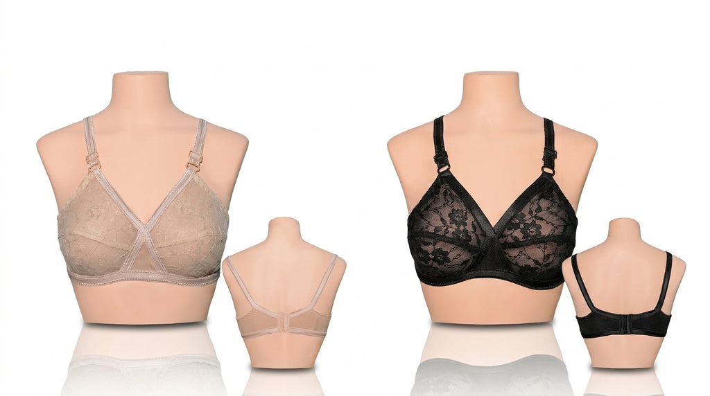 Pack of 2 Net Transparent Floral Bras with Side Cloth Support