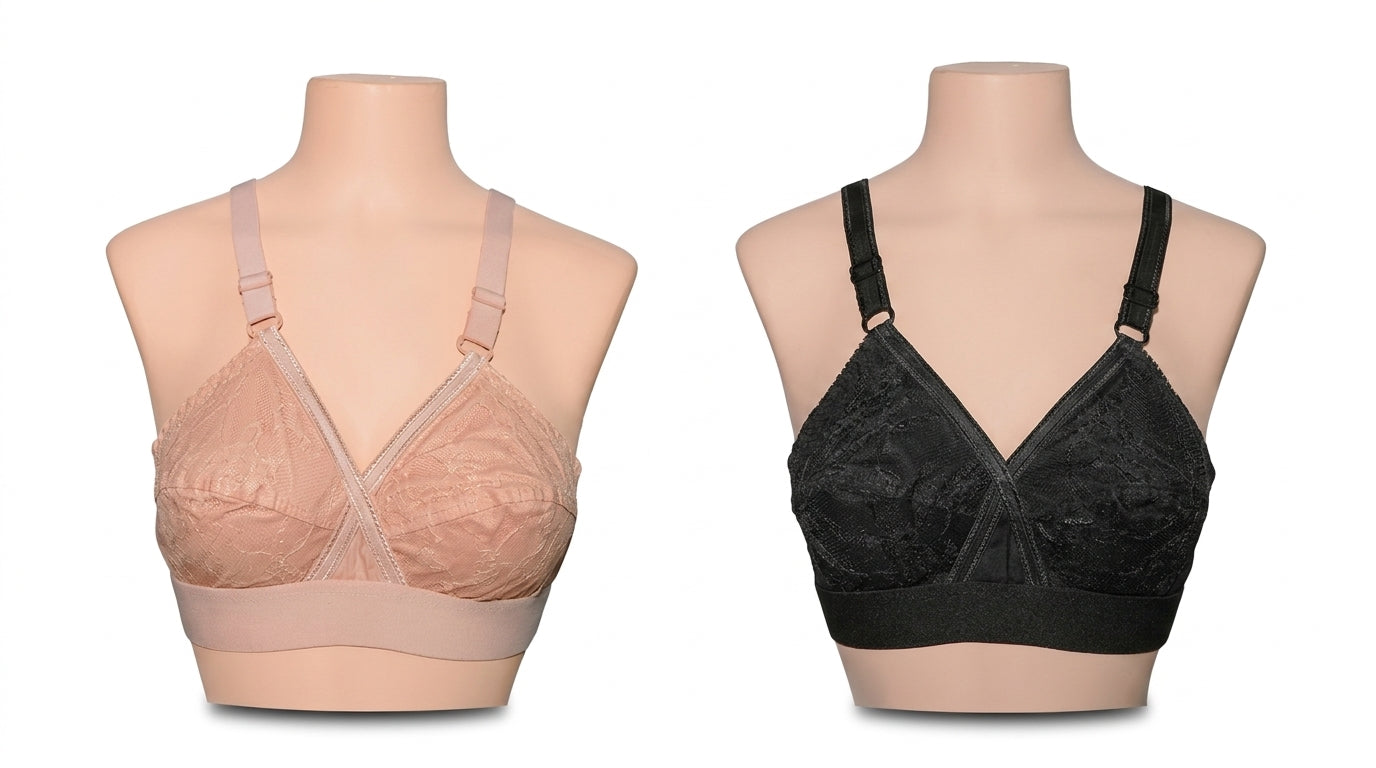 Pack of 2 Cotton Bras with Supportive Broad Belt & 4-Hook Closure
