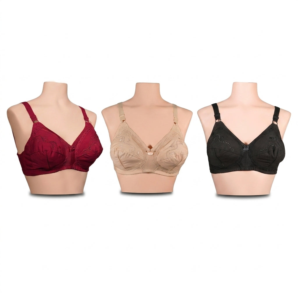 Pack of 3 Cotton Non-Padded Everyday Bras- Comfort 15
