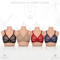 Pack of 4 Non-Padded & Non-Wired Full Net Transparent  Bras - 4 Colors