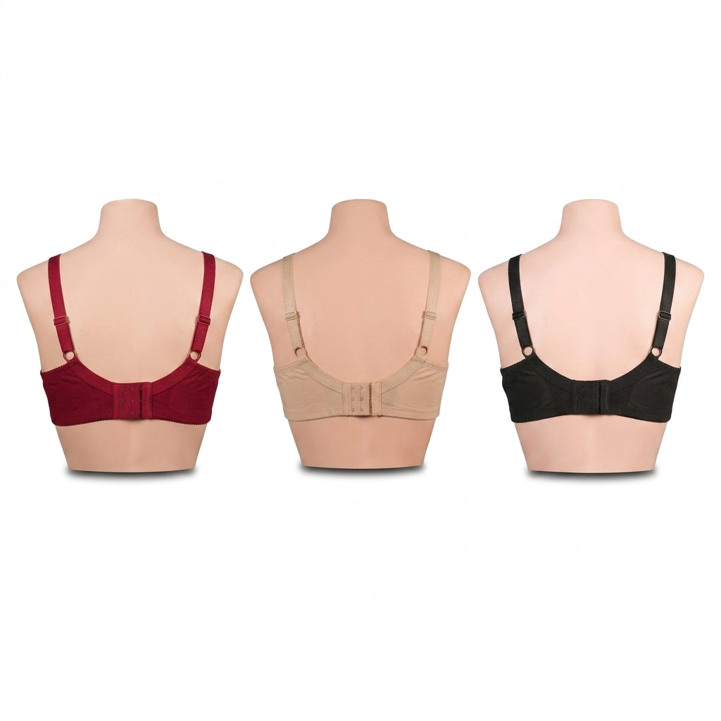 Pack of 3 Cotton Non-Padded Everyday Bras- Comfort 15